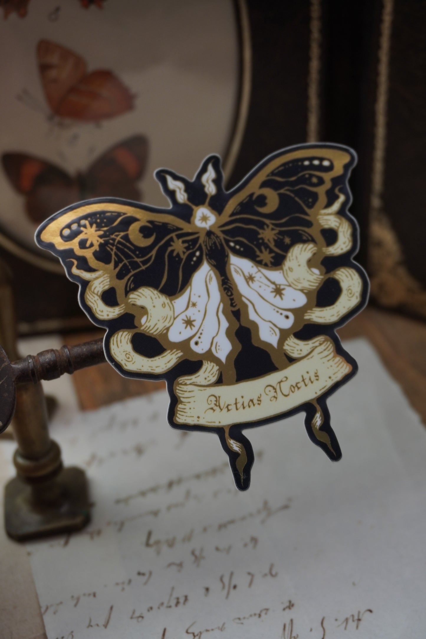 Actias Noctis the Moonlight Moth sticker | Gold Mirror details