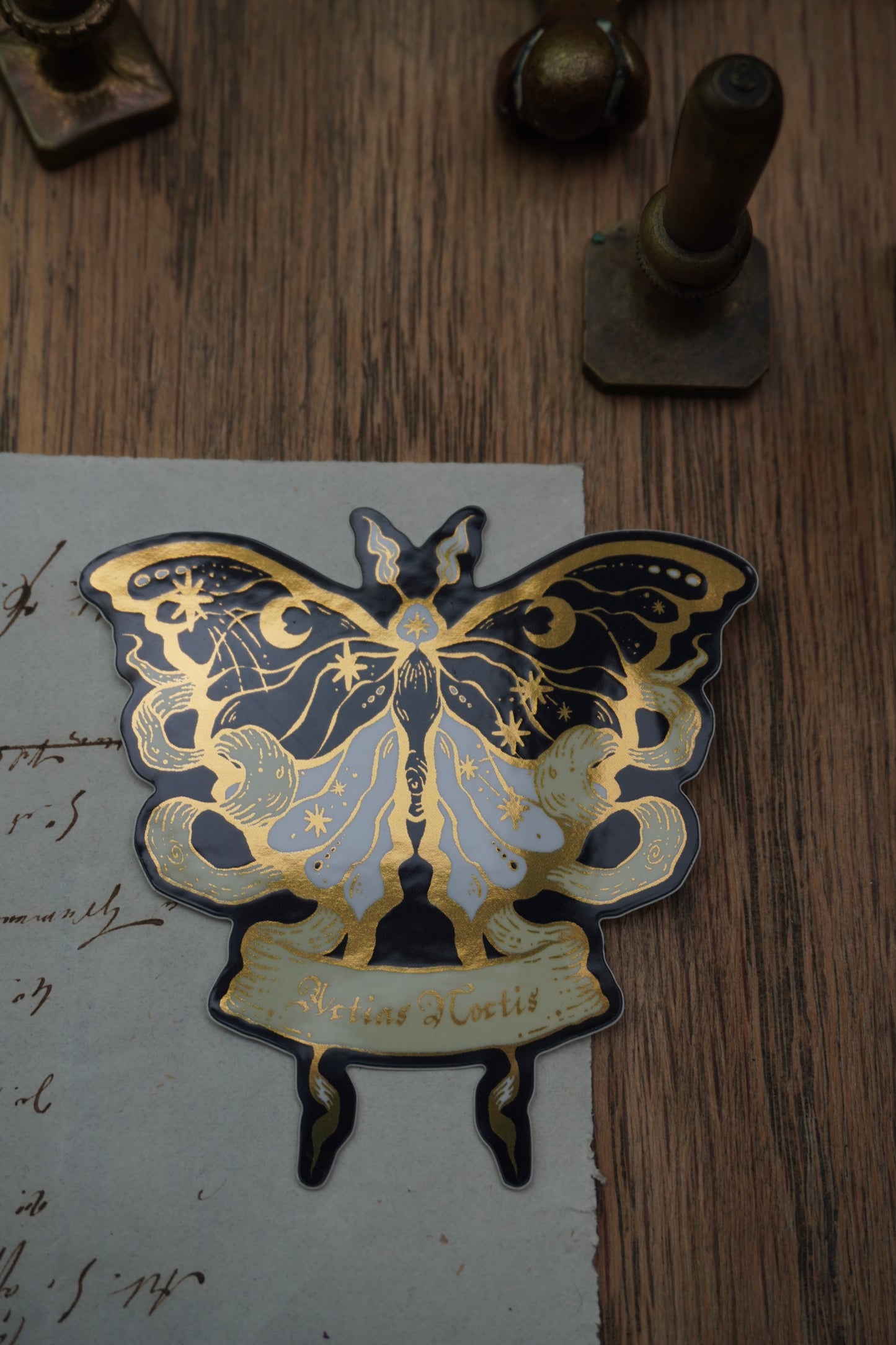 Actias Noctis the Moonlight Moth sticker | Gold Mirror details