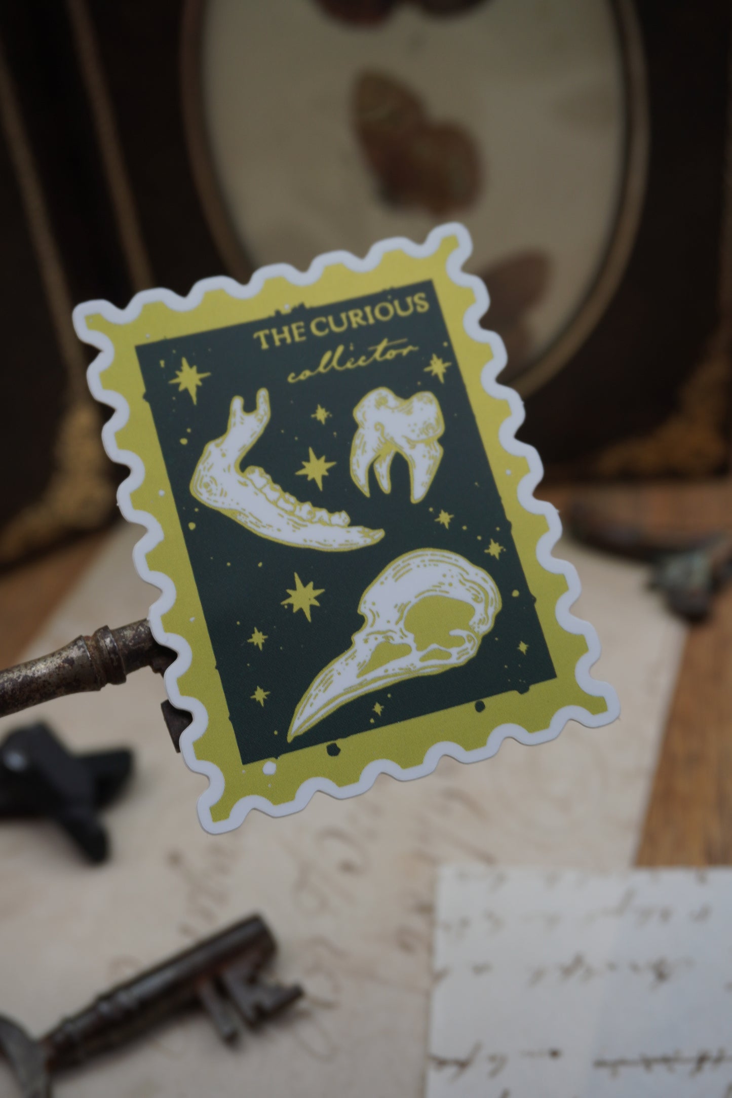 The Curious Collector stamp sticker | Holographic Matte