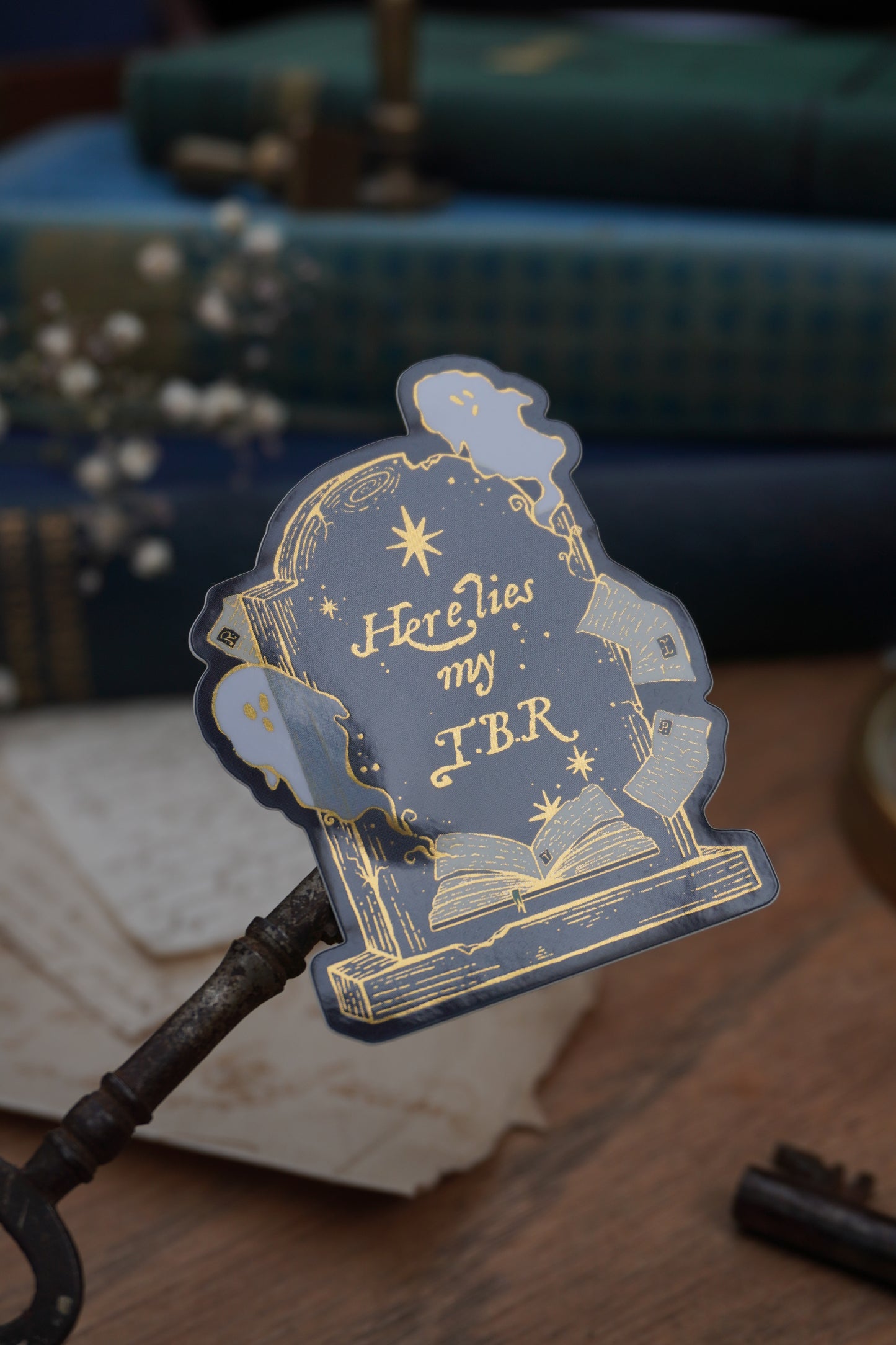 Here lies my TBR grave sticker | Gold Mirror details