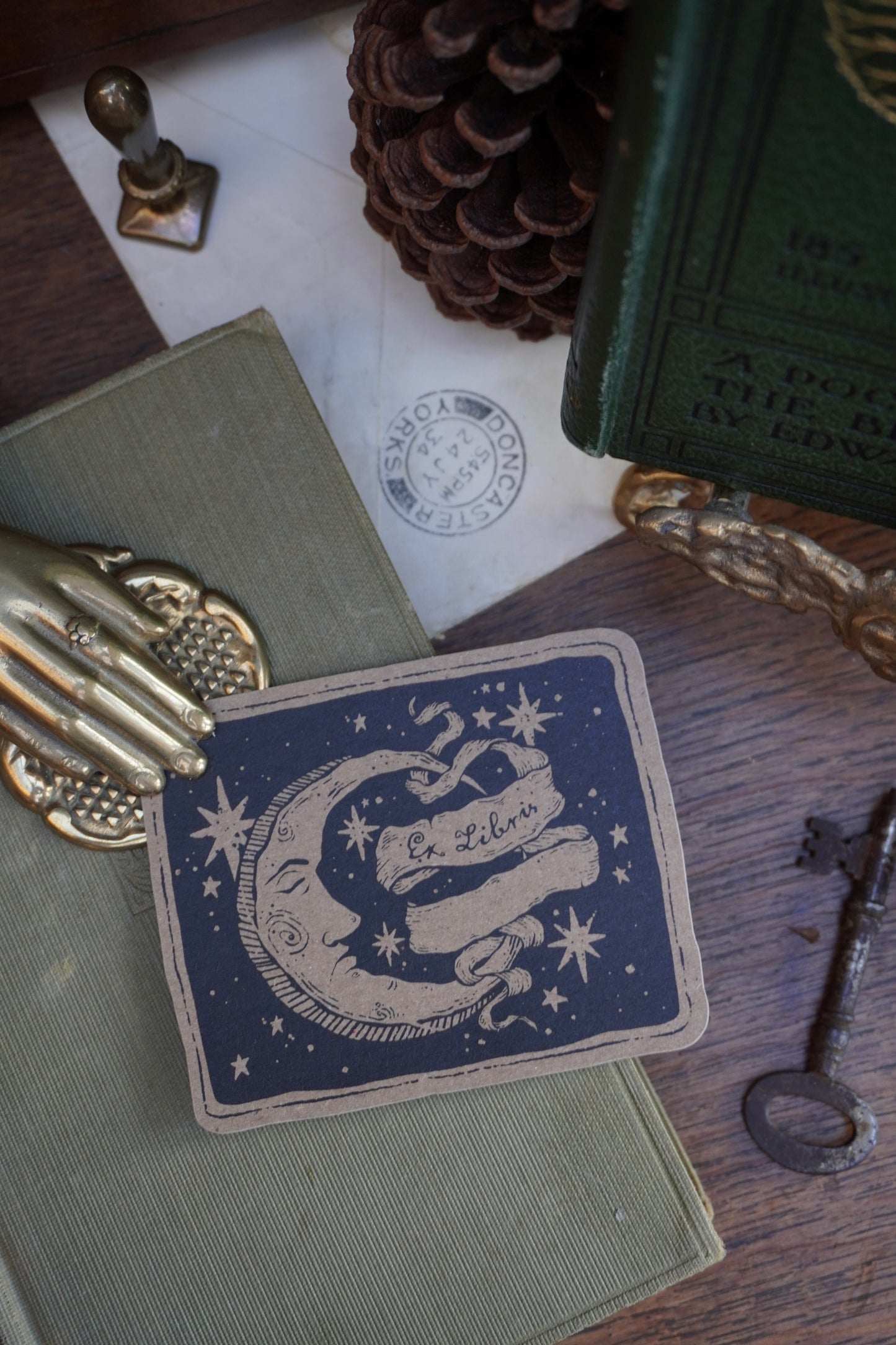 Ex Libris moon Sticker | Kraft paper