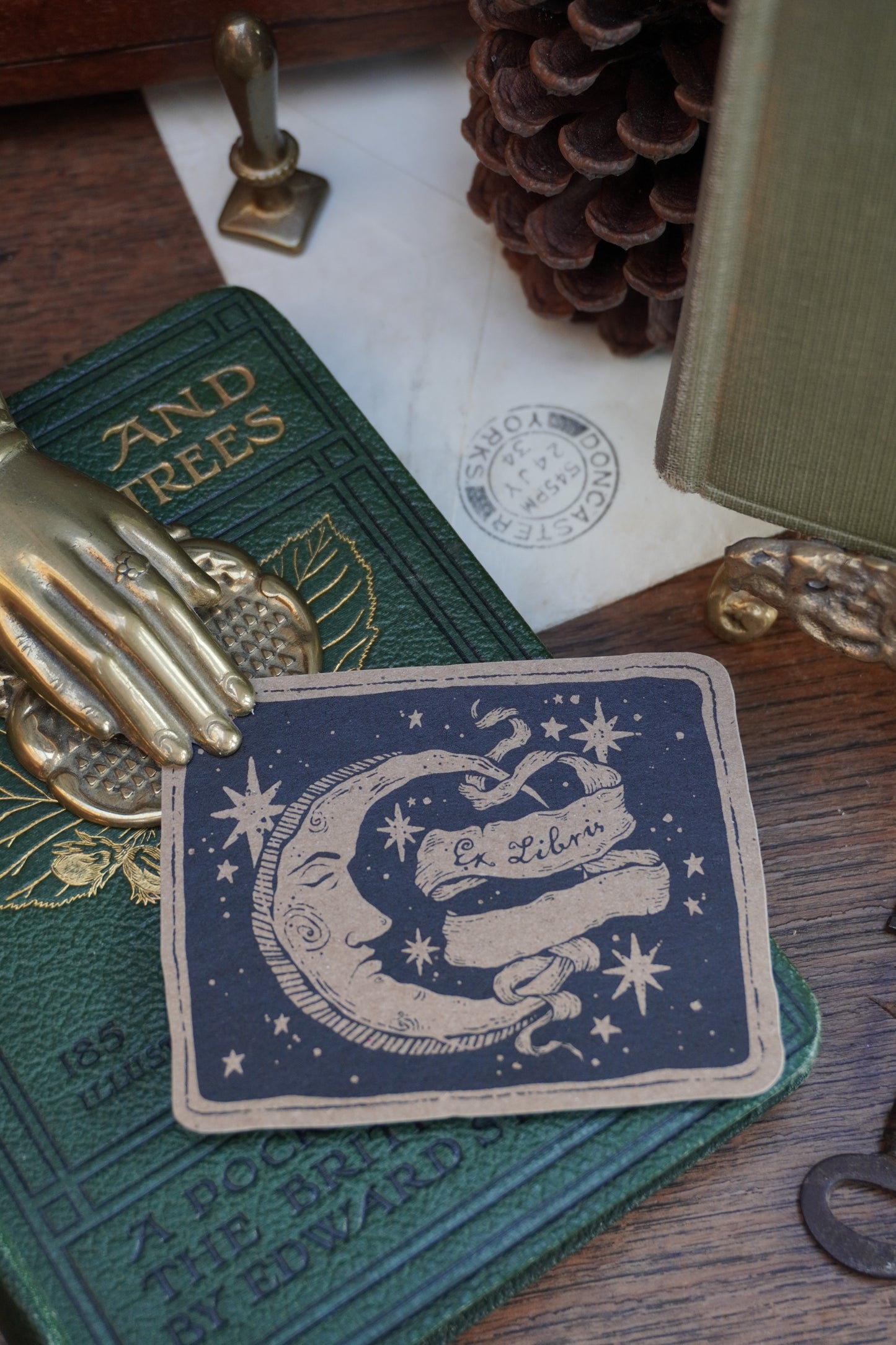 Ex Libris moon Sticker | Kraft paper