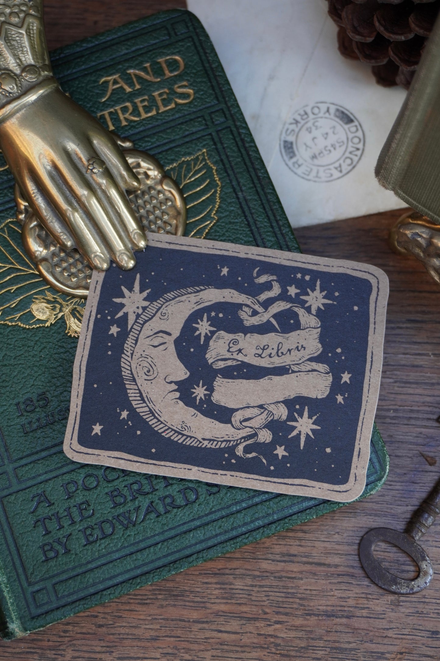 Ex Libris moon Sticker | Kraft paper