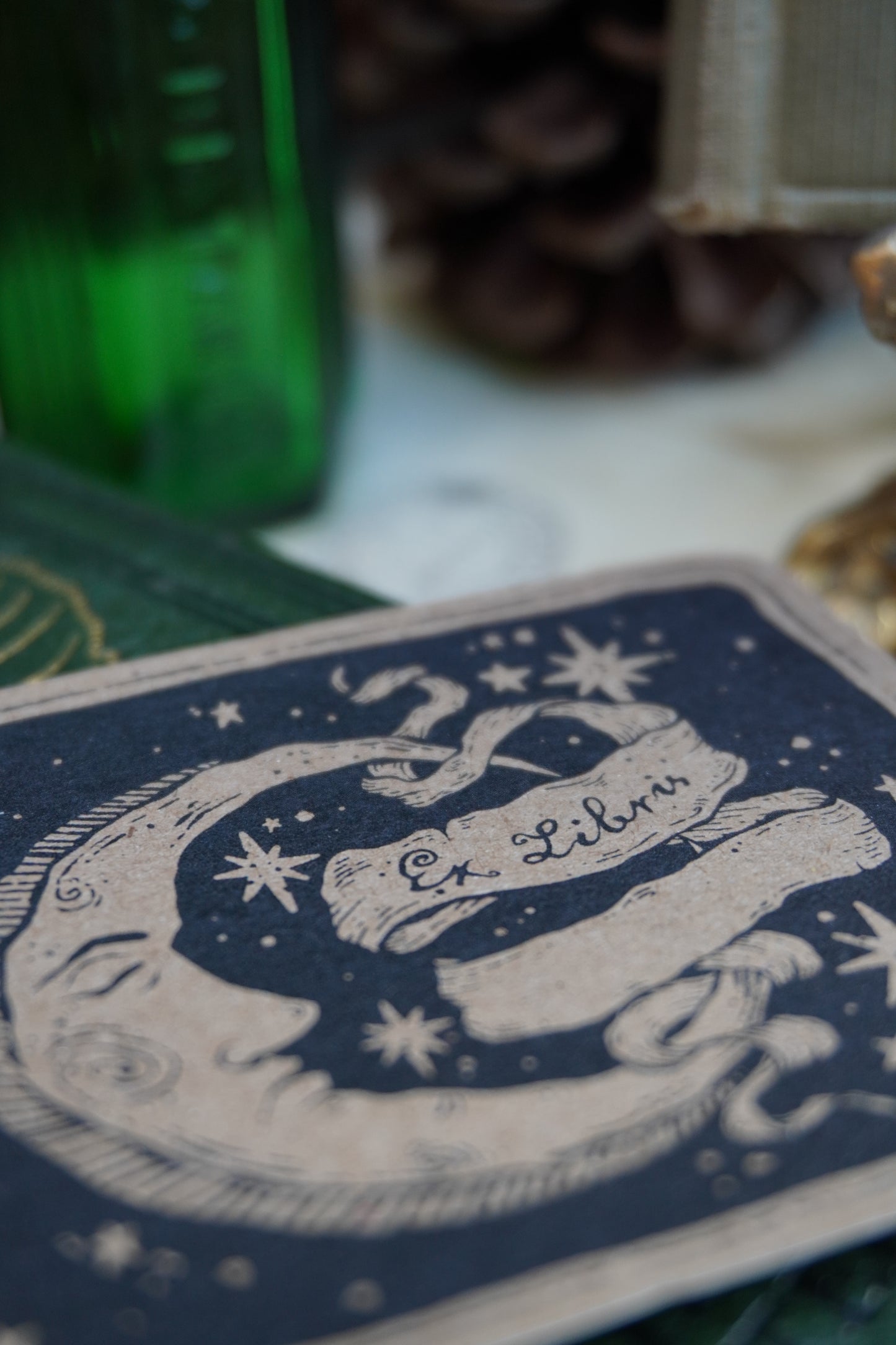 Ex Libris moon Sticker | Kraft paper