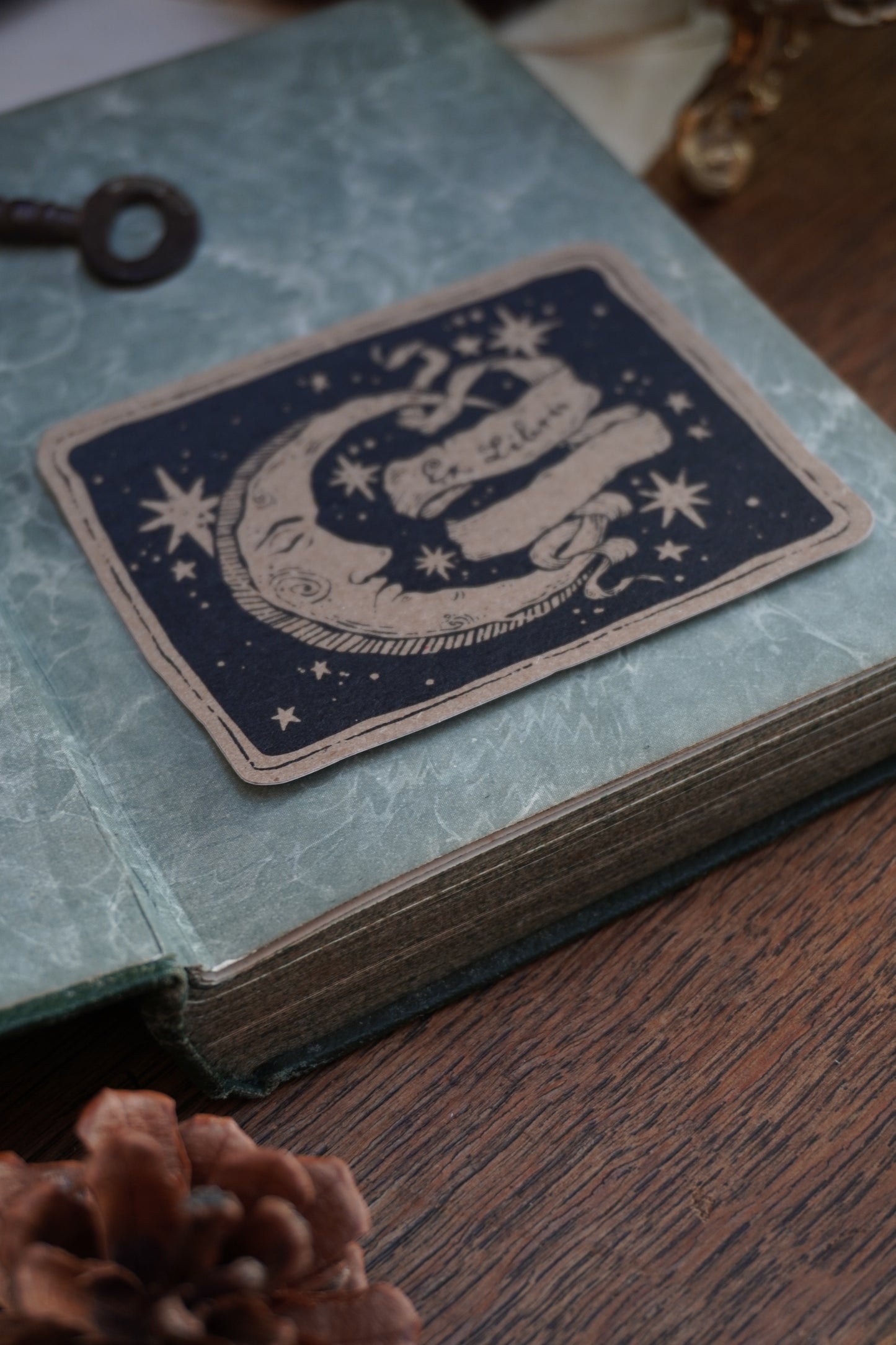 Ex Libris moon Sticker | Kraft paper
