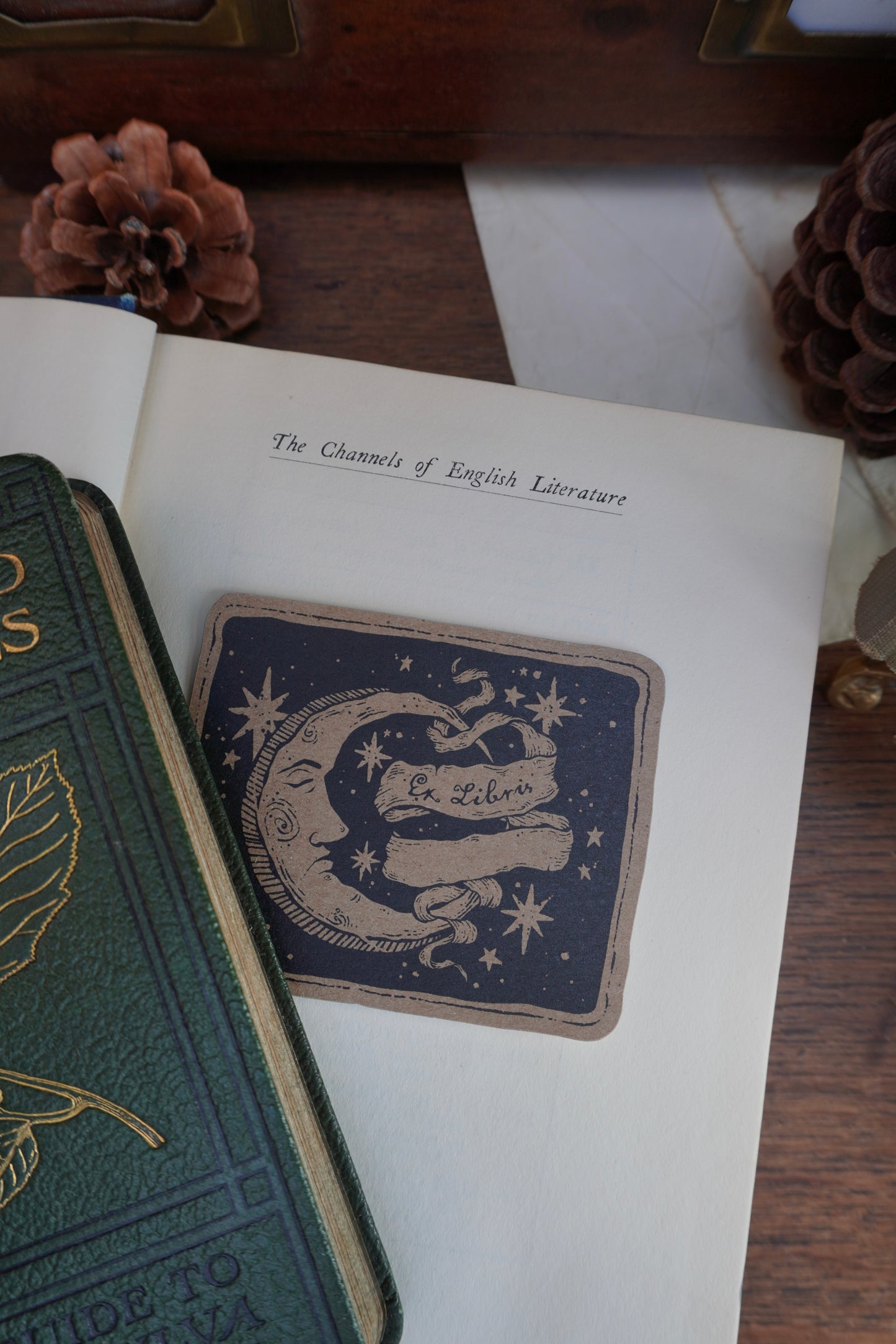 Ex Libris moon Sticker | Kraft paper