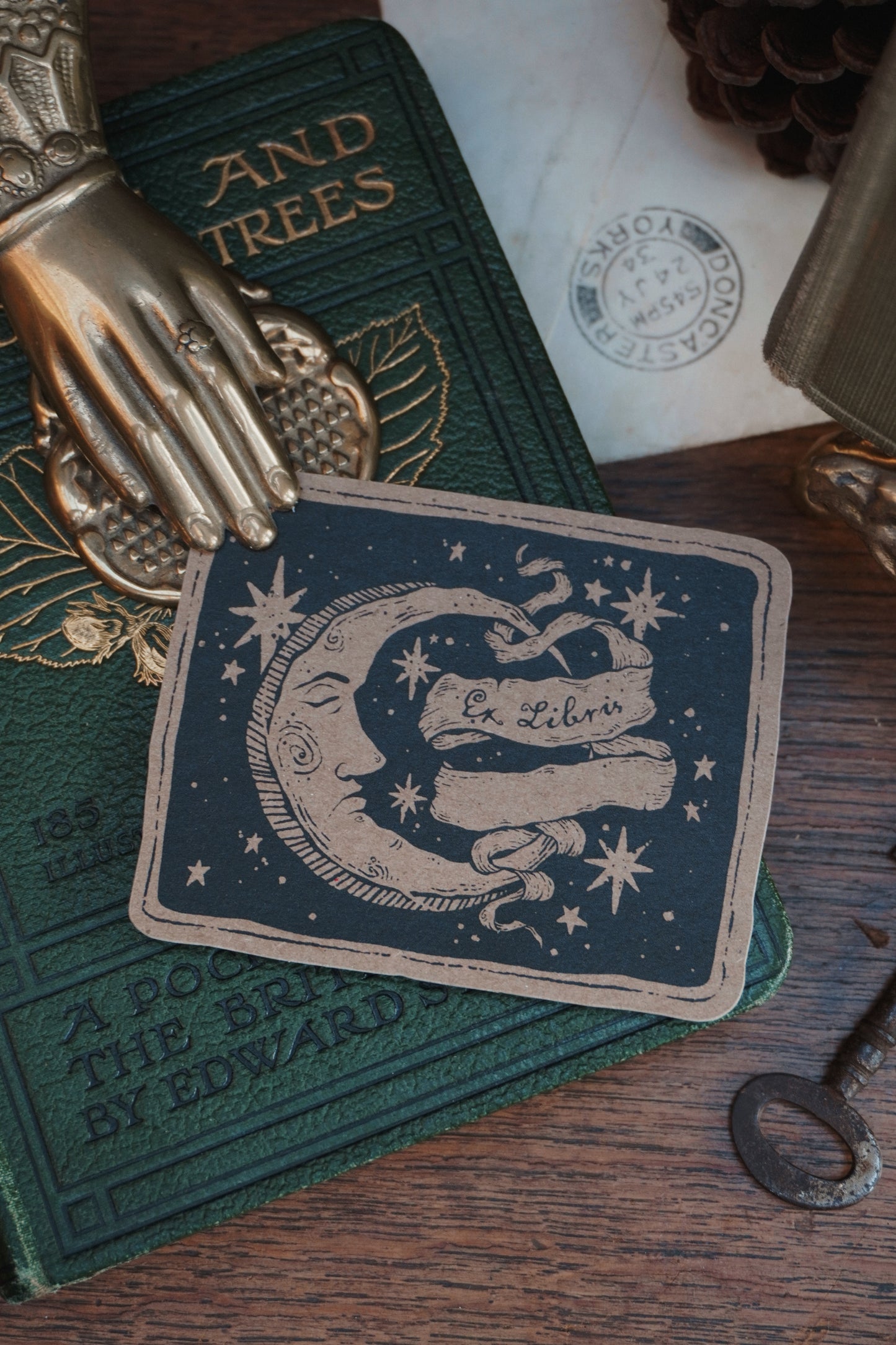 Ex Libris moon Sticker | Kraft paper