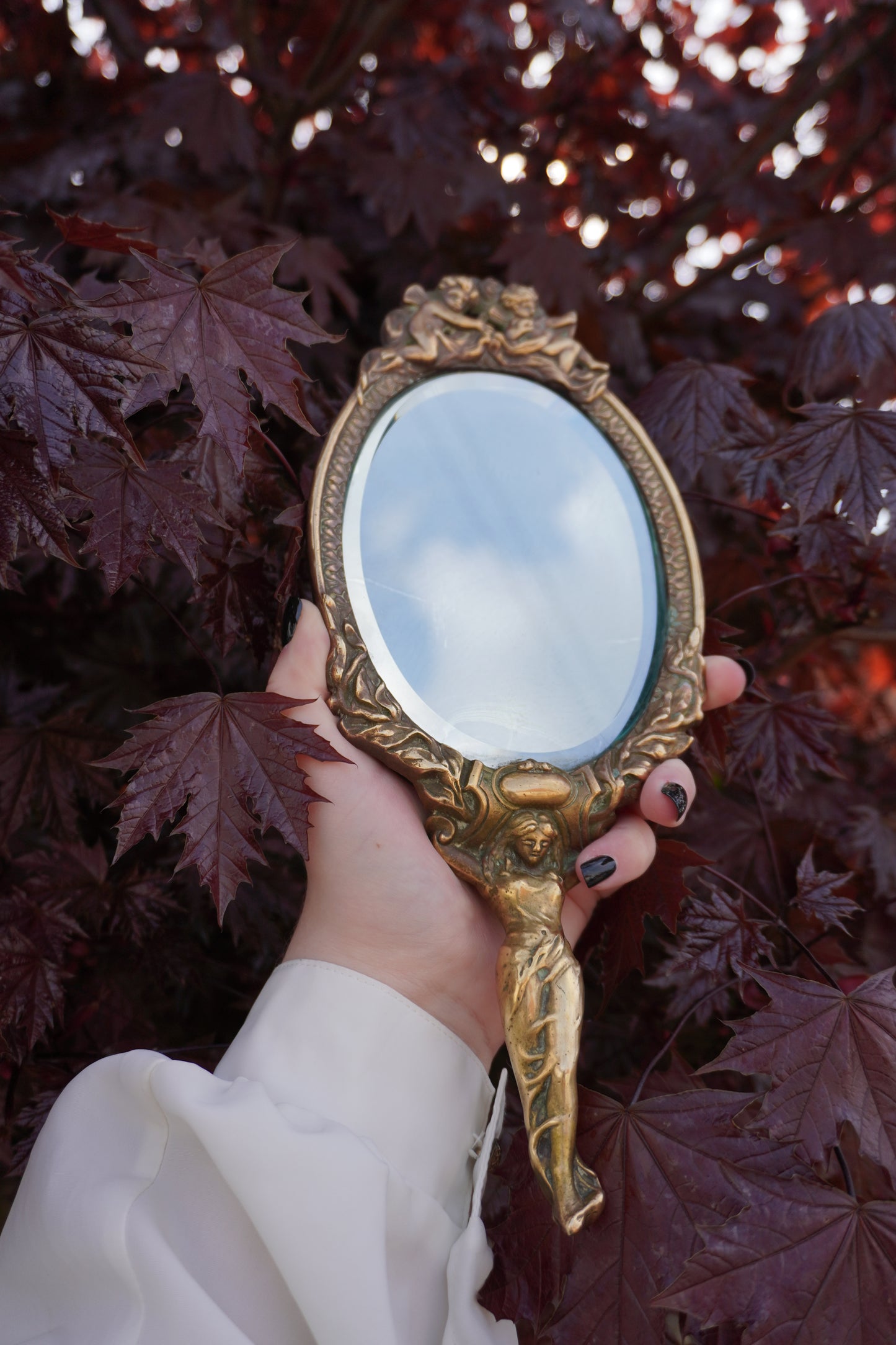 'Goddess' Brass Vanity Hand Mirror