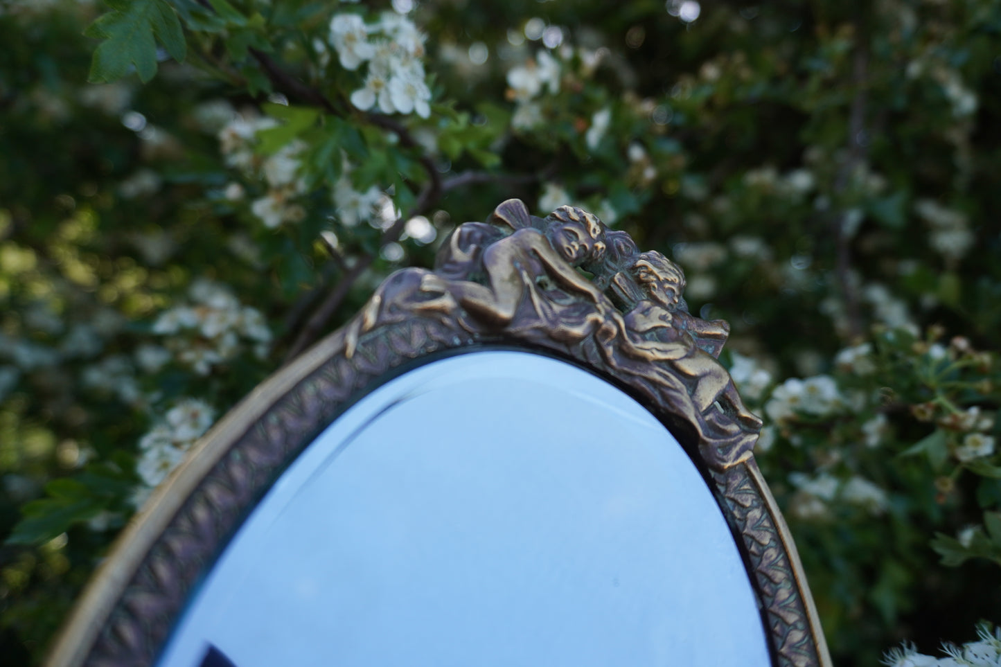 'Goddess' Brass Vanity Hand Mirror