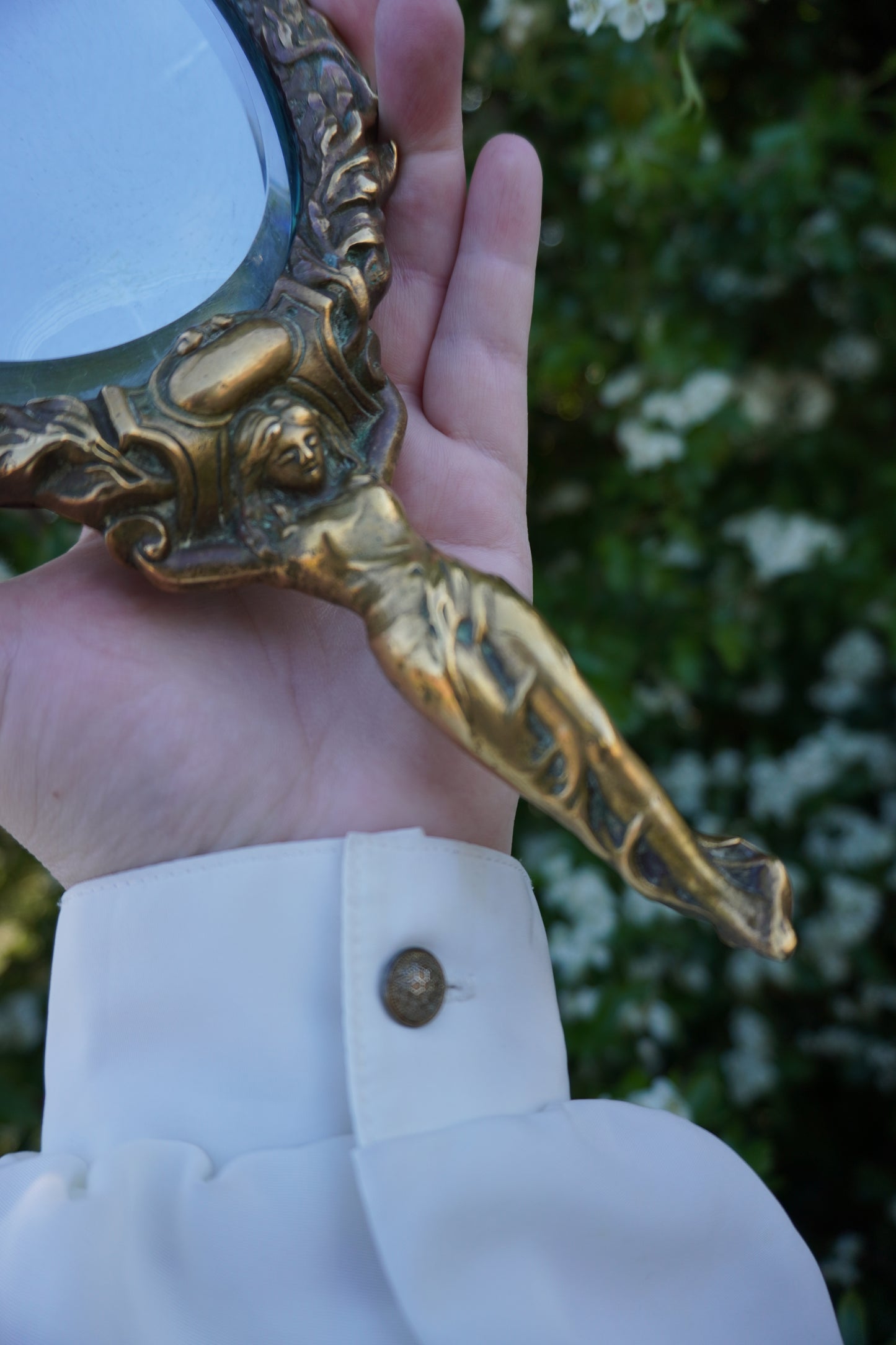 'Goddess' Brass Vanity Hand Mirror