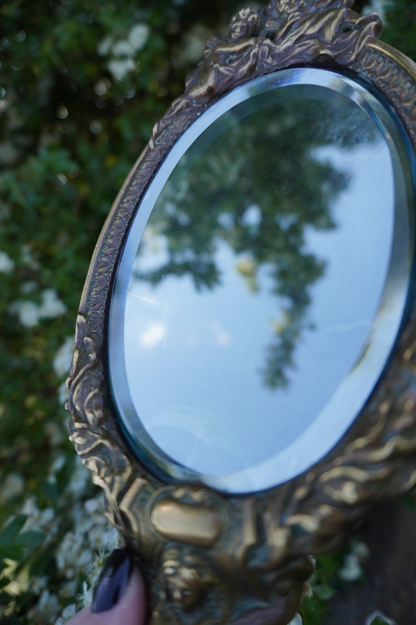 'Goddess' Brass Vanity Hand Mirror