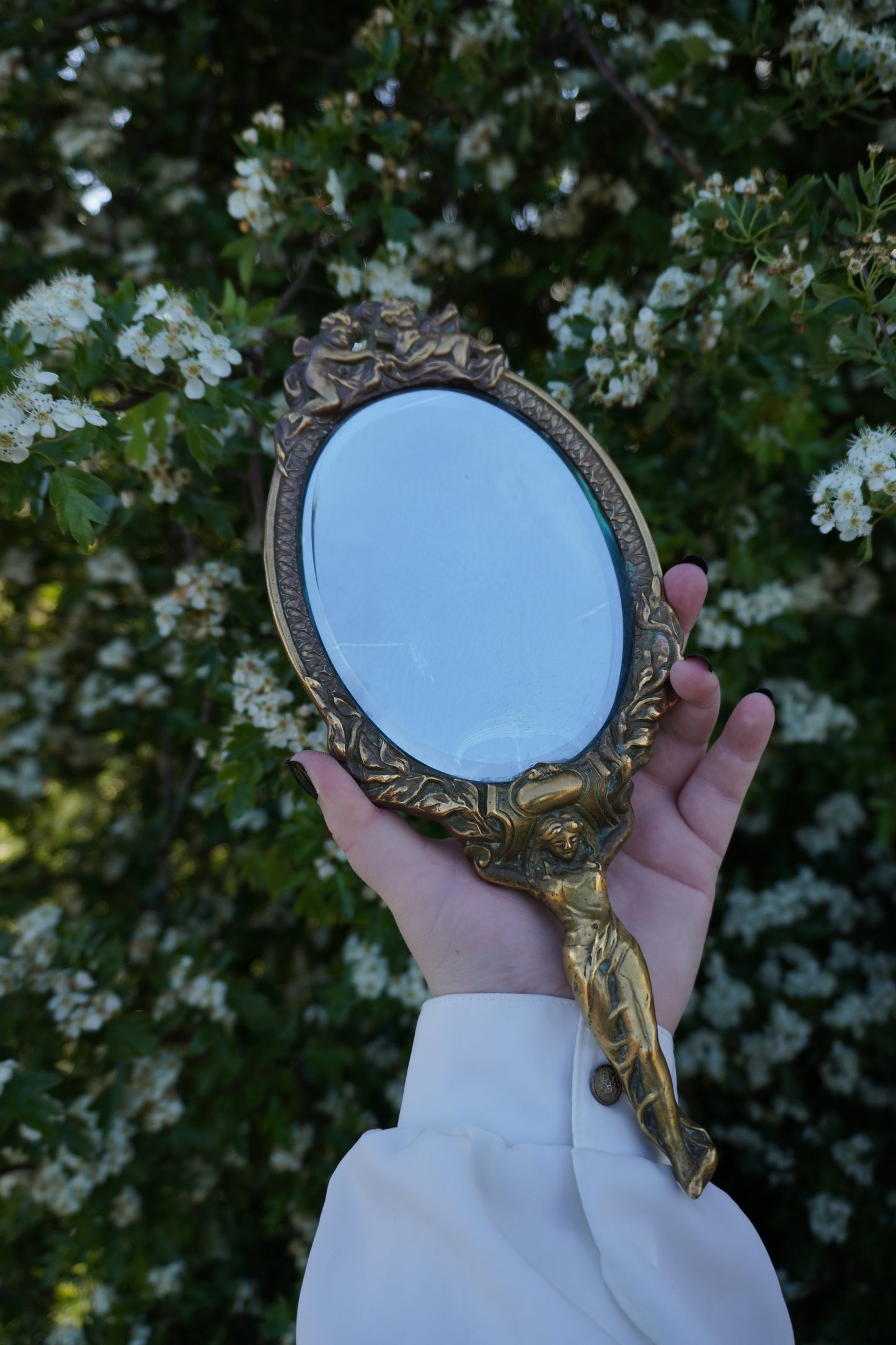 'Goddess' Brass Vanity Hand Mirror