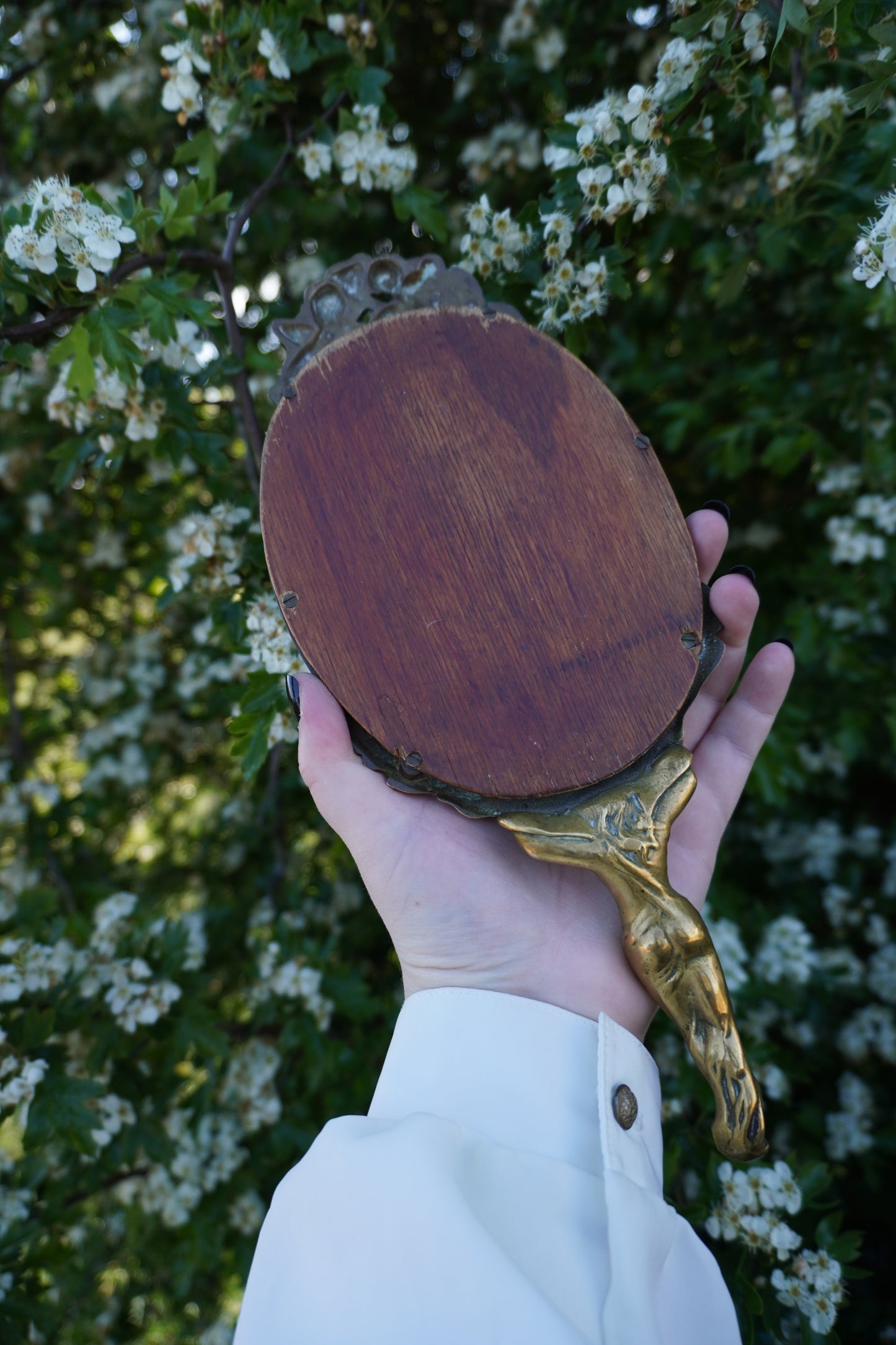 'Goddess' Brass Vanity Hand Mirror