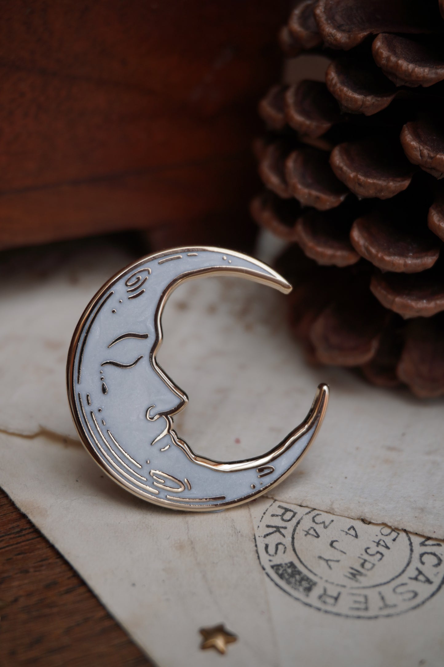 Man in the Moon Enamel Pin | LE Pearl Swirl