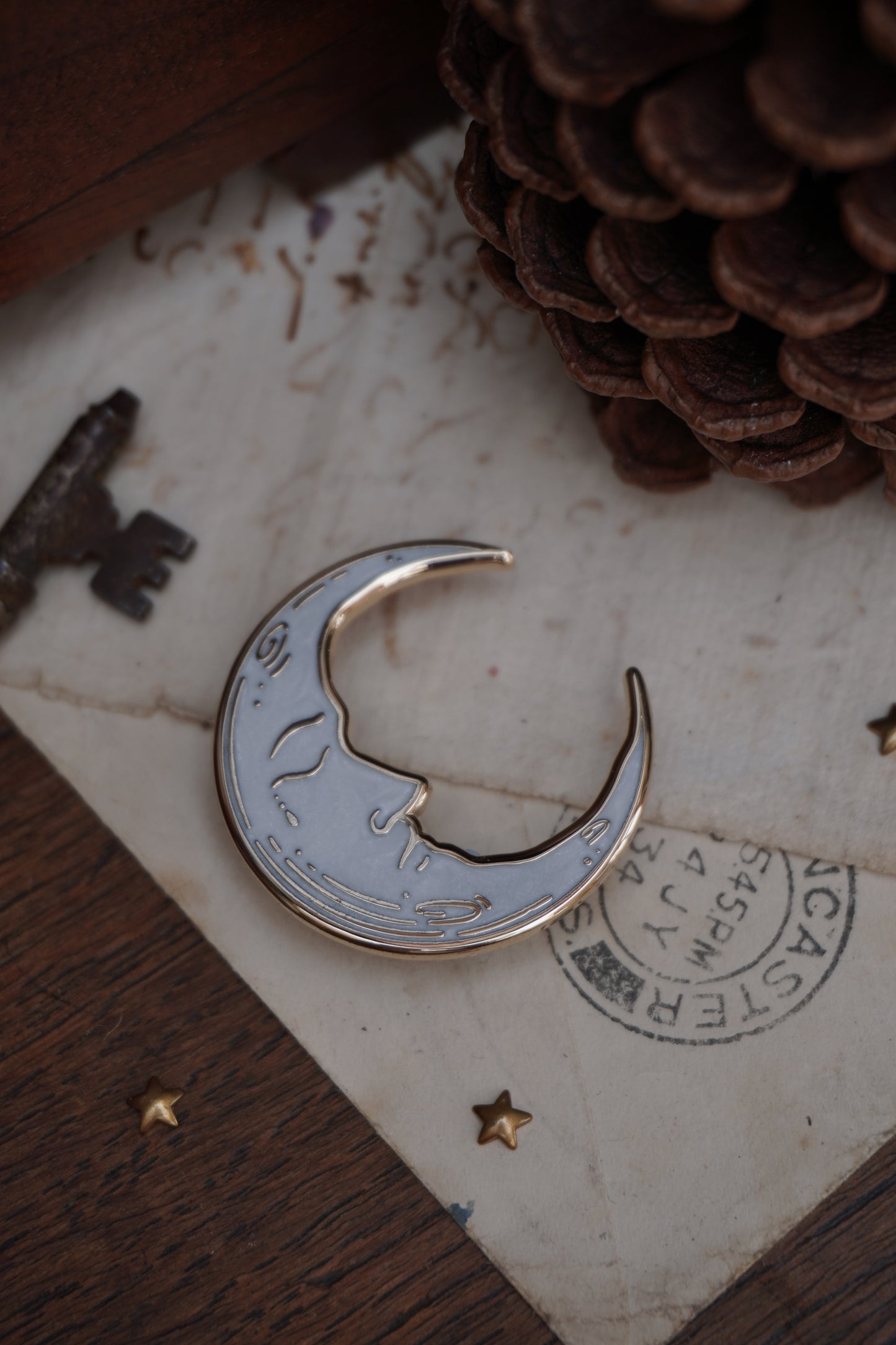 Man in the Moon Enamel Pin | LE Pearl Swirl