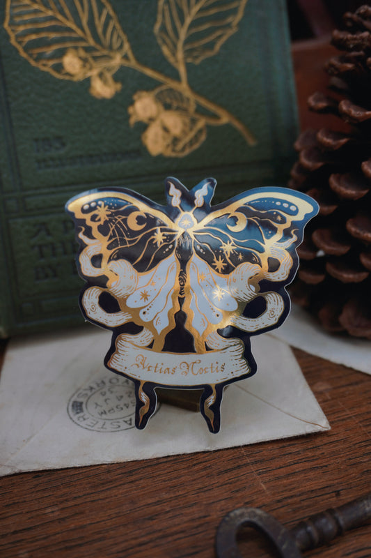 Actias Noctis the Moonlight Moth sticker | Gold Mirror details