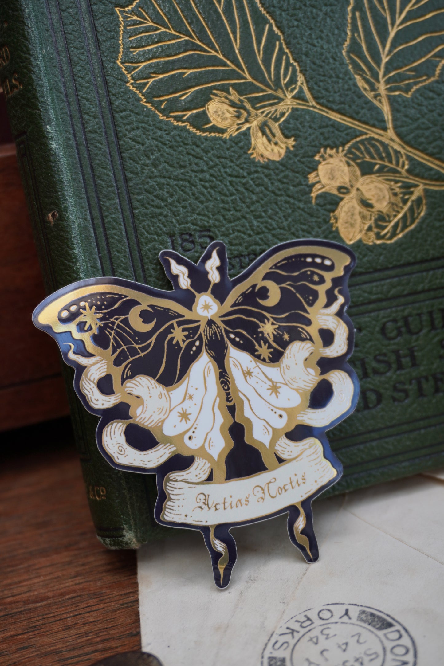 Actias Noctis the Moonlight Moth sticker | Gold Mirror details