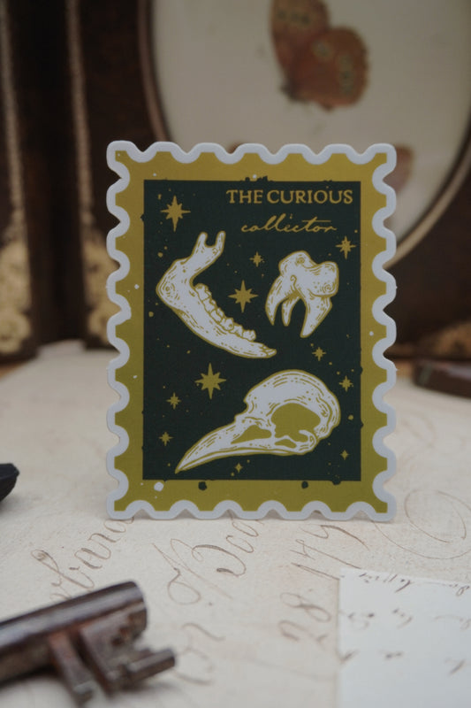 The Curious Collector stamp sticker | Holographic Matte
