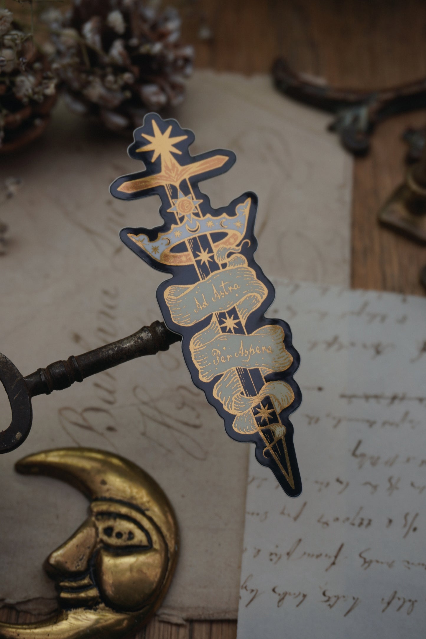 Ad Astra Per Aspera sticker | Gold Mirror details