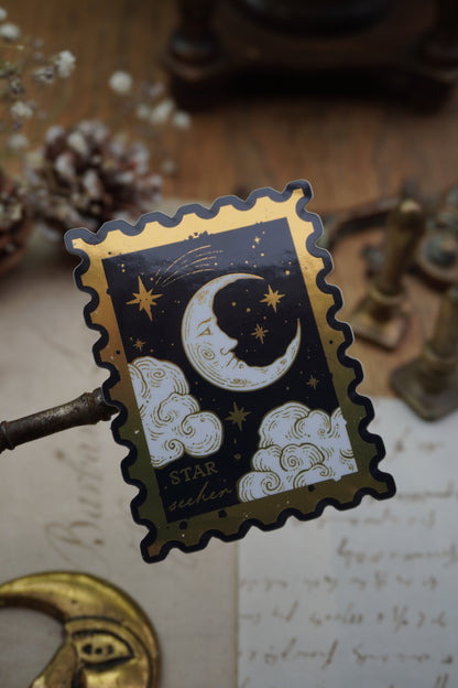 Star Seeker Stamp sticker | Gold Mirror details