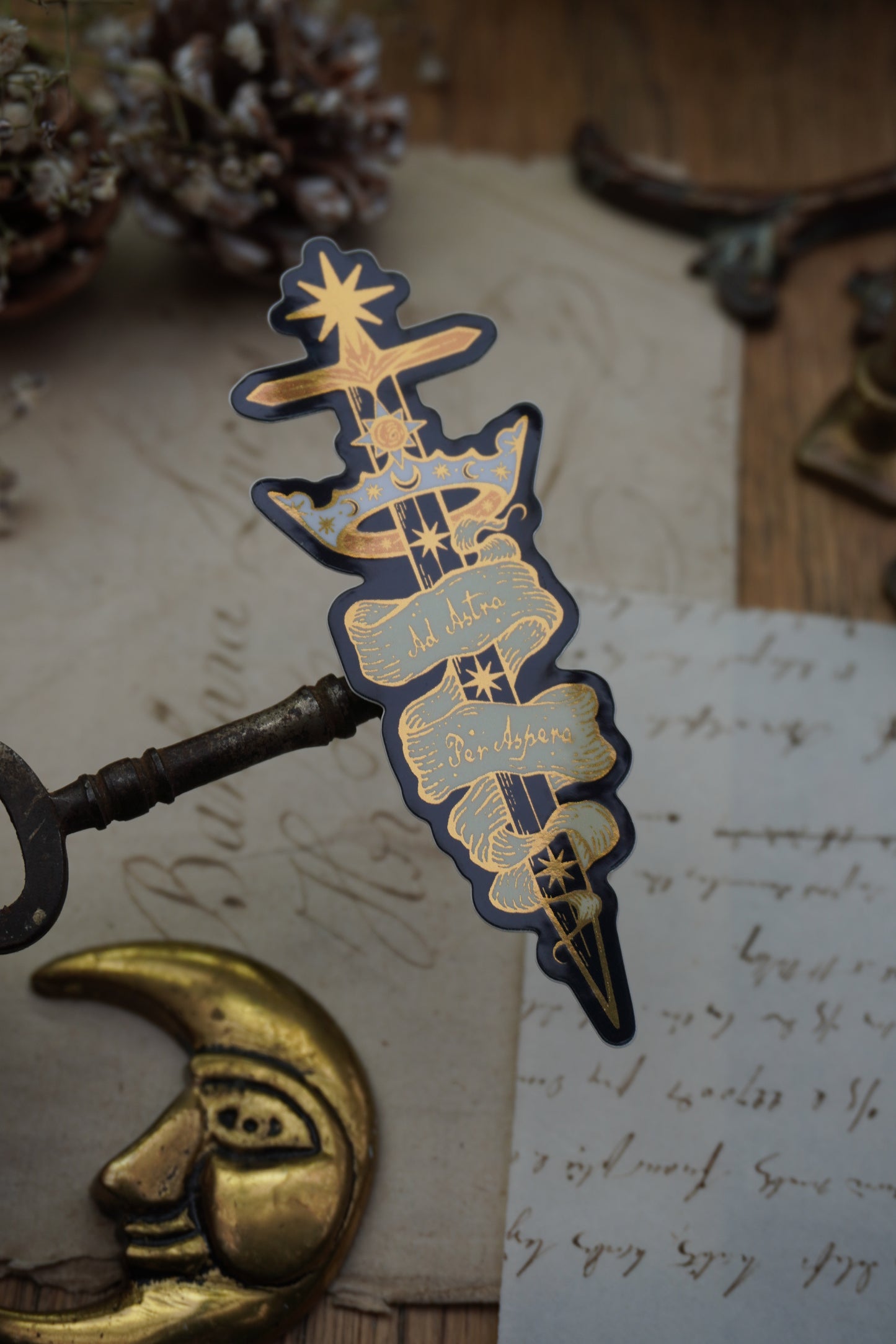 Ad Astra Per Aspera sticker | Gold Mirror details