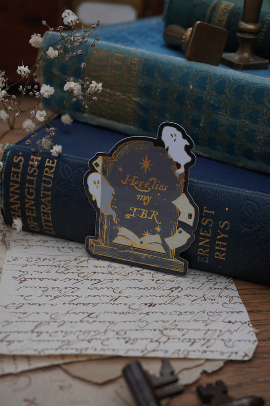 Here lies my TBR grave sticker | Gold Mirror details
