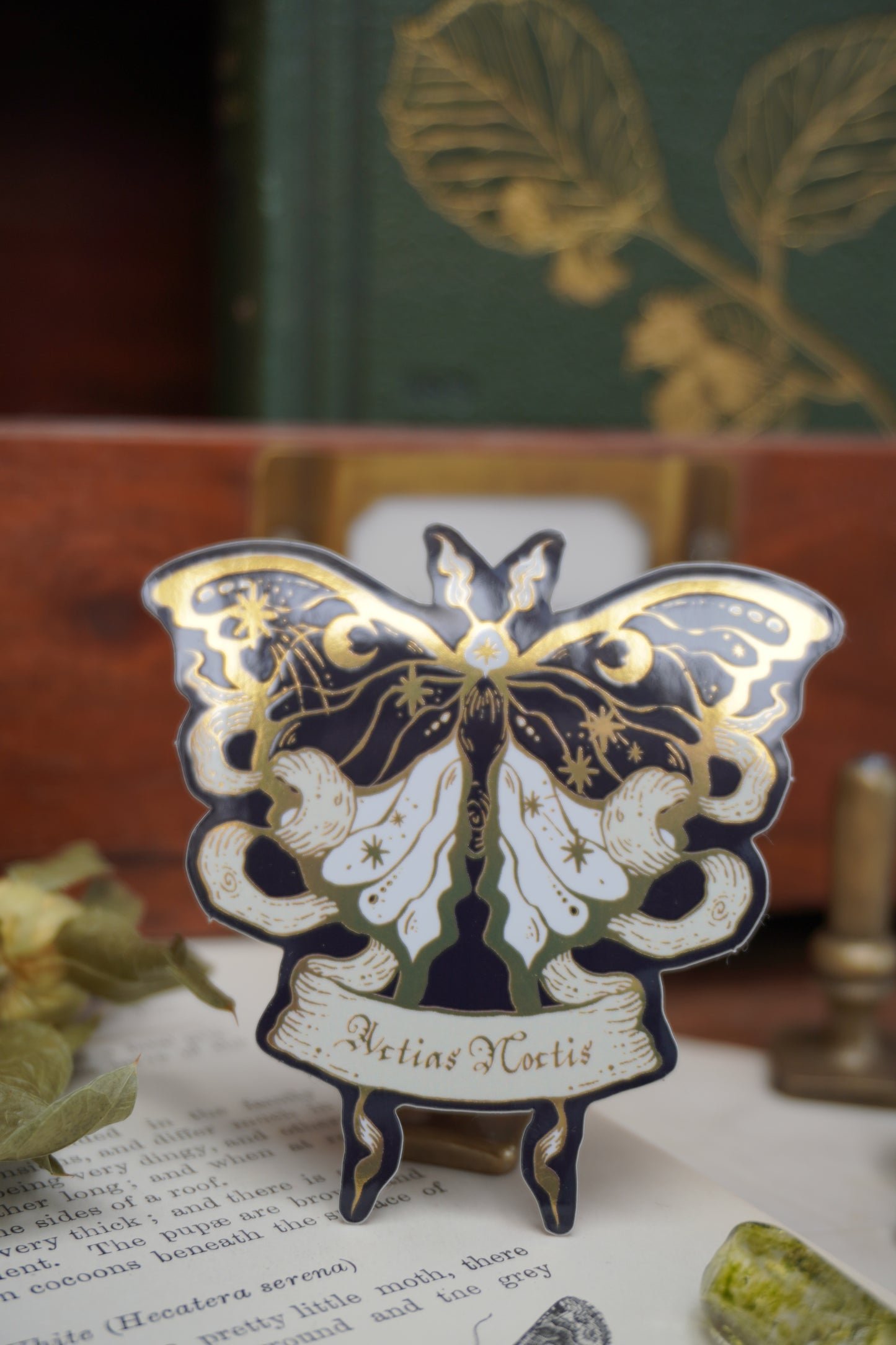 Actias Noctis the Moonlight Moth sticker | Gold Mirror details