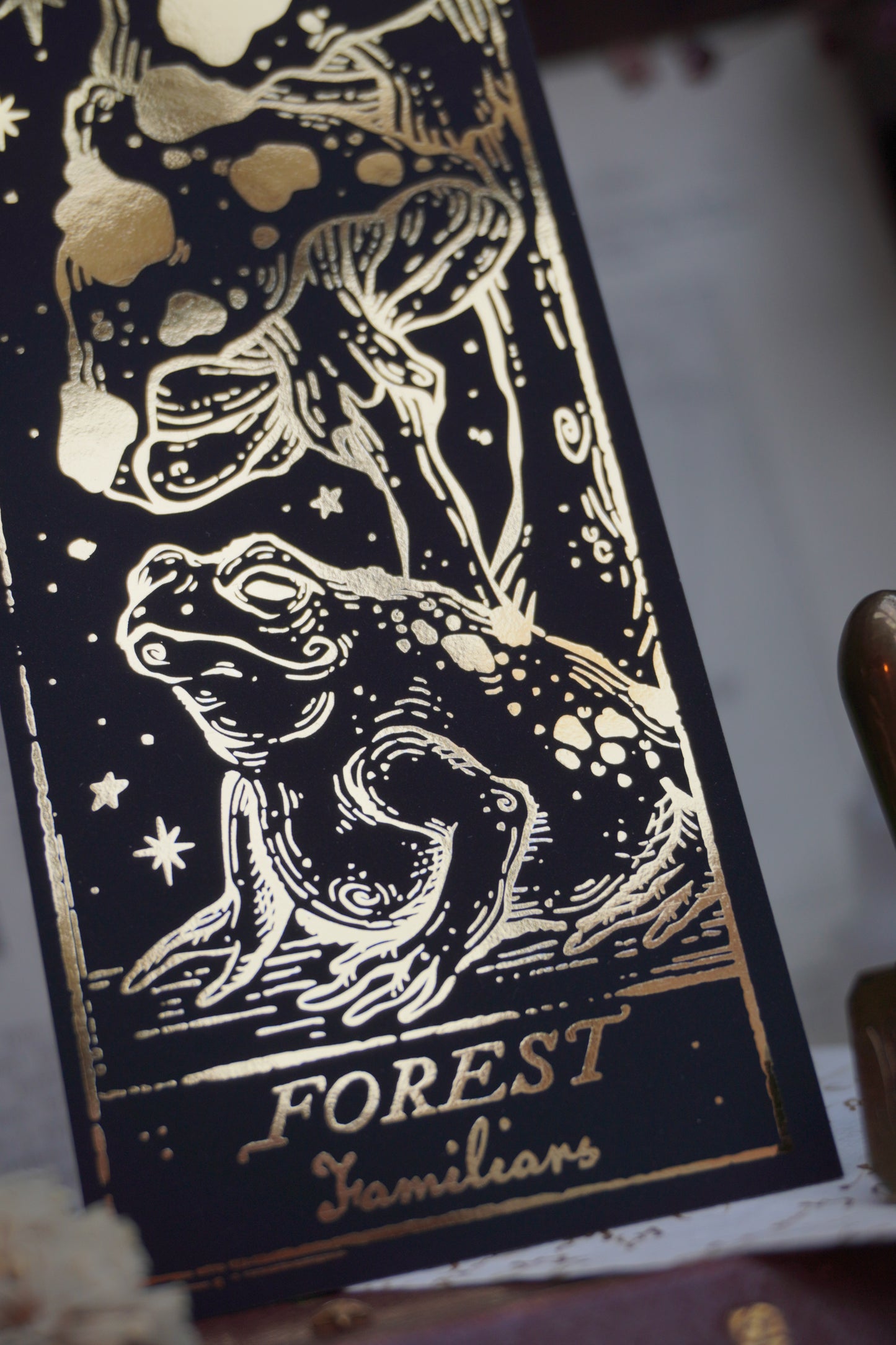 Forest Familiars bookmark | Double sided gold foil