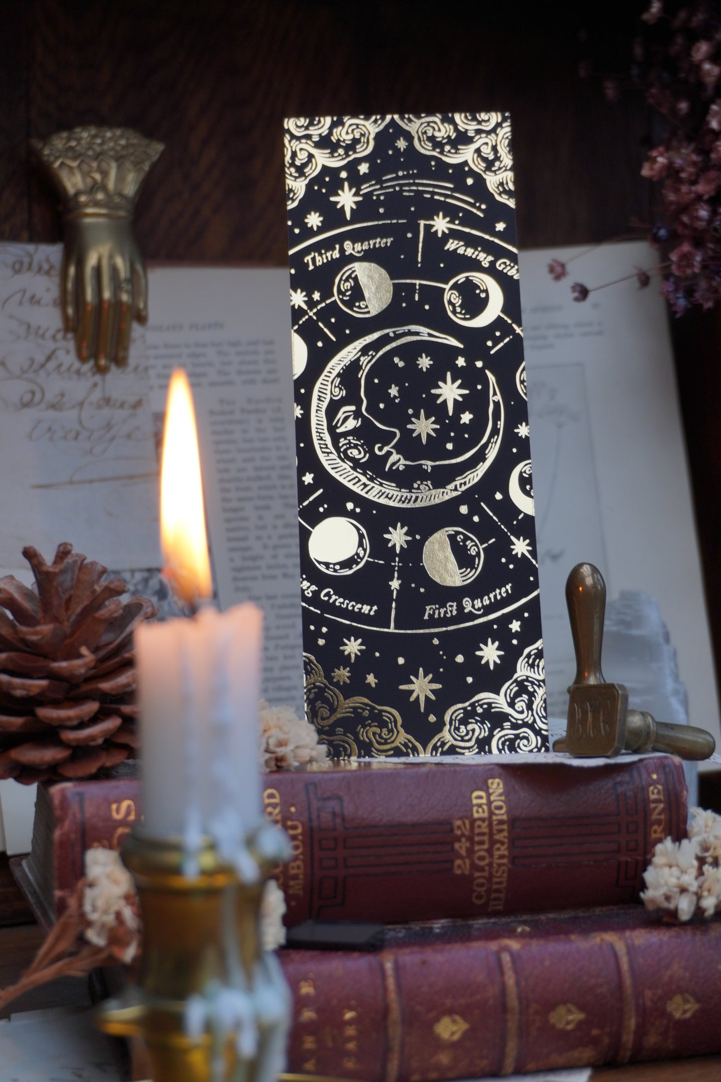 Celestial Bookmark | double sided gold foil