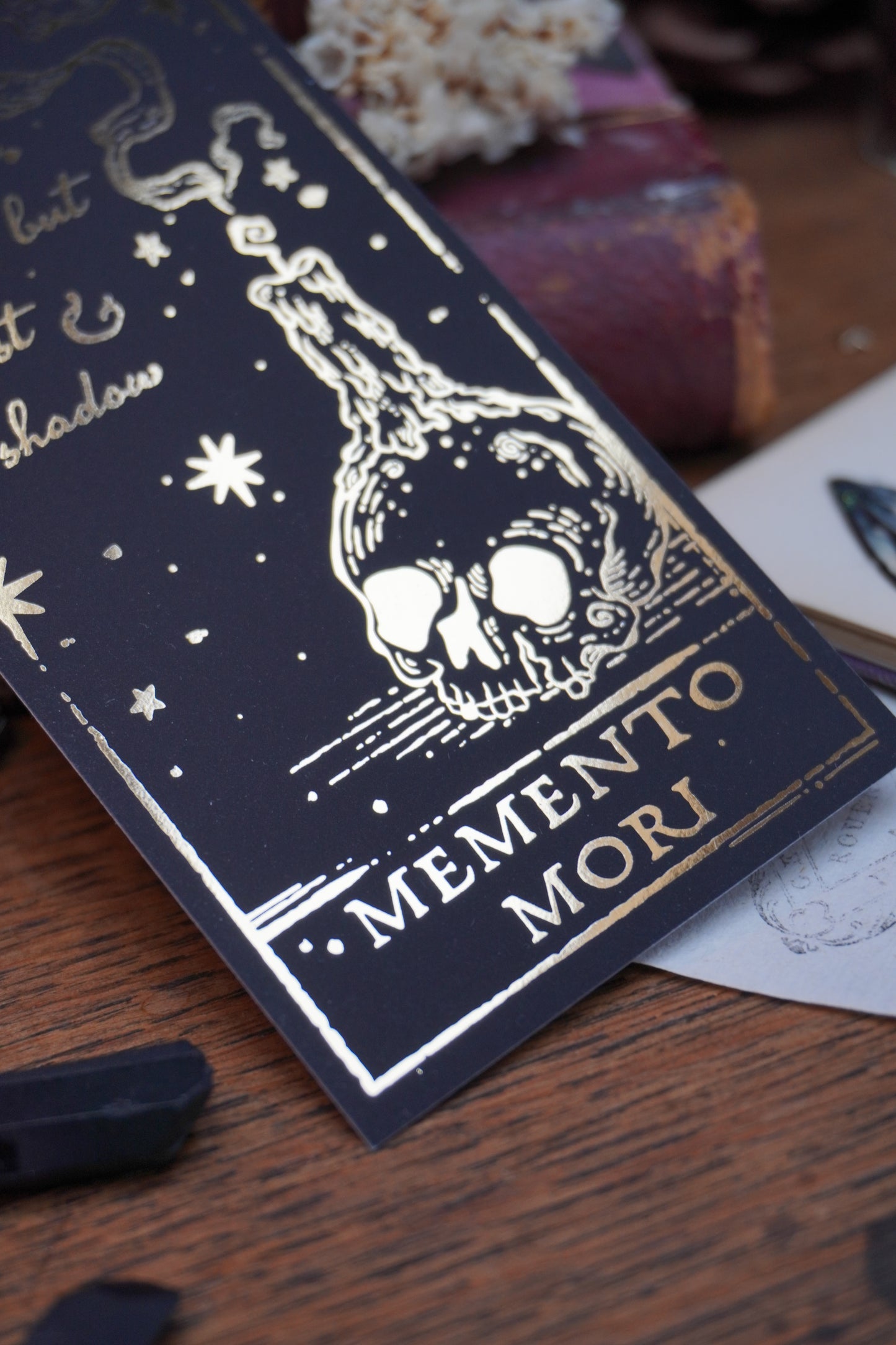 The Curious Collector & Memento Mori bookmark | Double sided gold foil