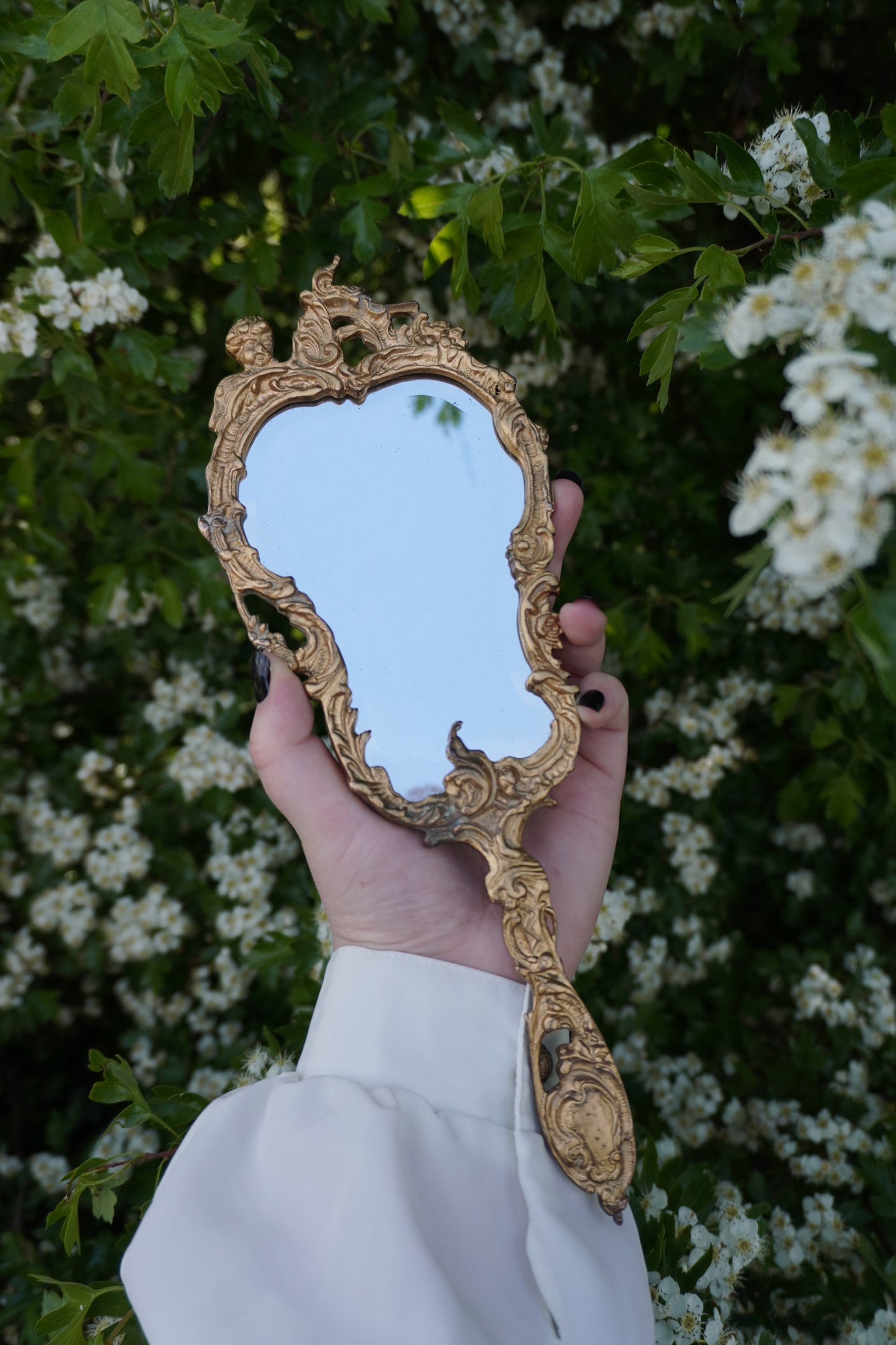 'Enchanting' Brass Vanity Hand Mirror | Discounted