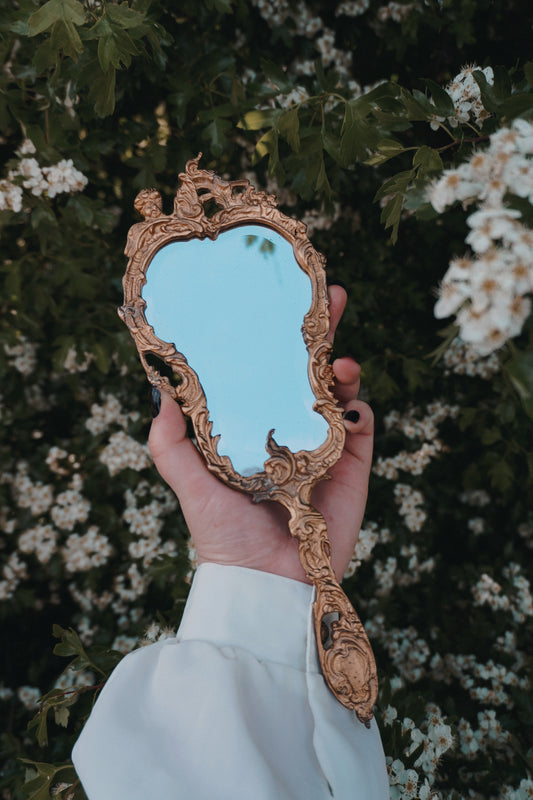 'Enchanting' Brass Vanity Hand Mirror | Discounted