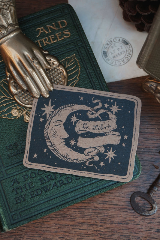 Ex Libris moon Sticker | Kraft paper