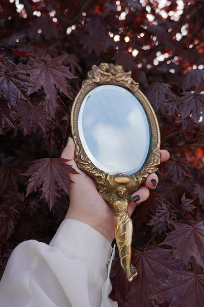 'Goddess' Brass Vanity Hand Mirror