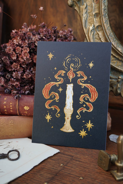 Candle Burning Postcard print | A6