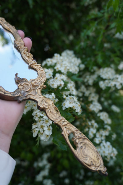 'Enchanting' Brass Vanity Hand Mirror | Discounted