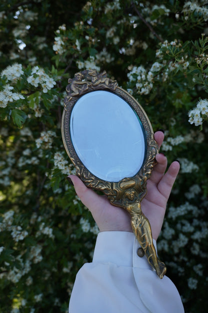 'Goddess' Brass Vanity Hand Mirror