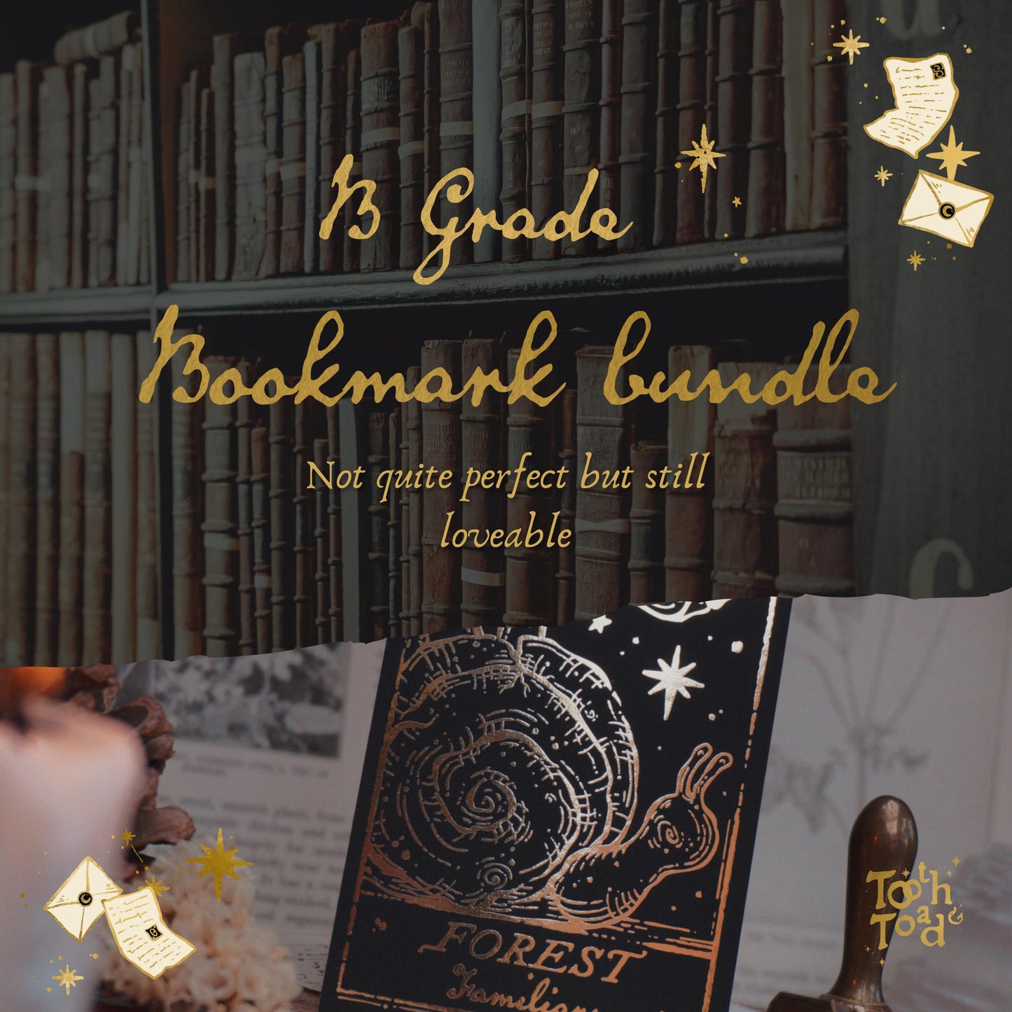 B grade: gold foil, double sided bookmark bundle