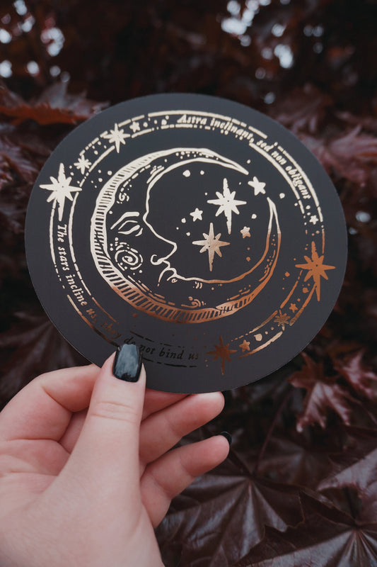Medieval Moon circular foiled print | 148mm