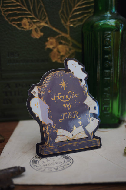 Here lies my TBR grave sticker | Gold Mirror details