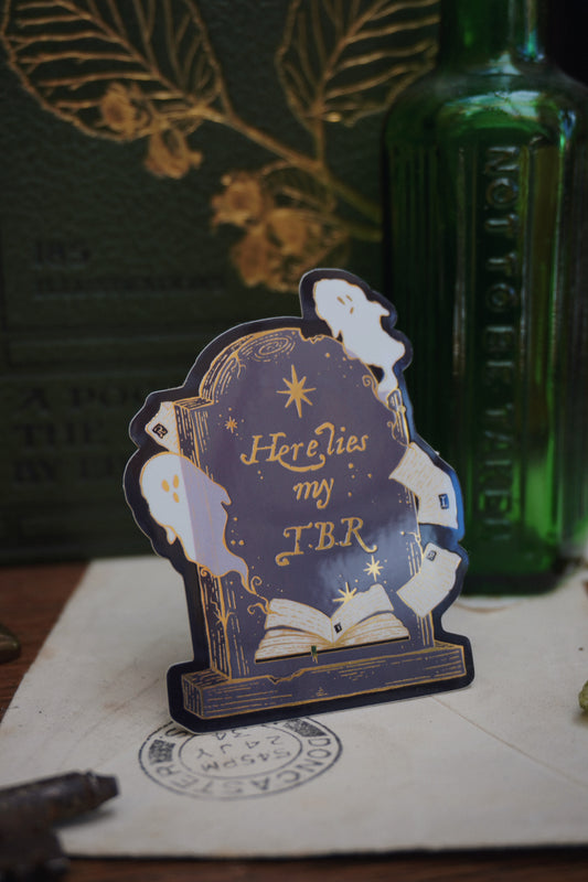 Here lies my TBR grave sticker | Gold Mirror details