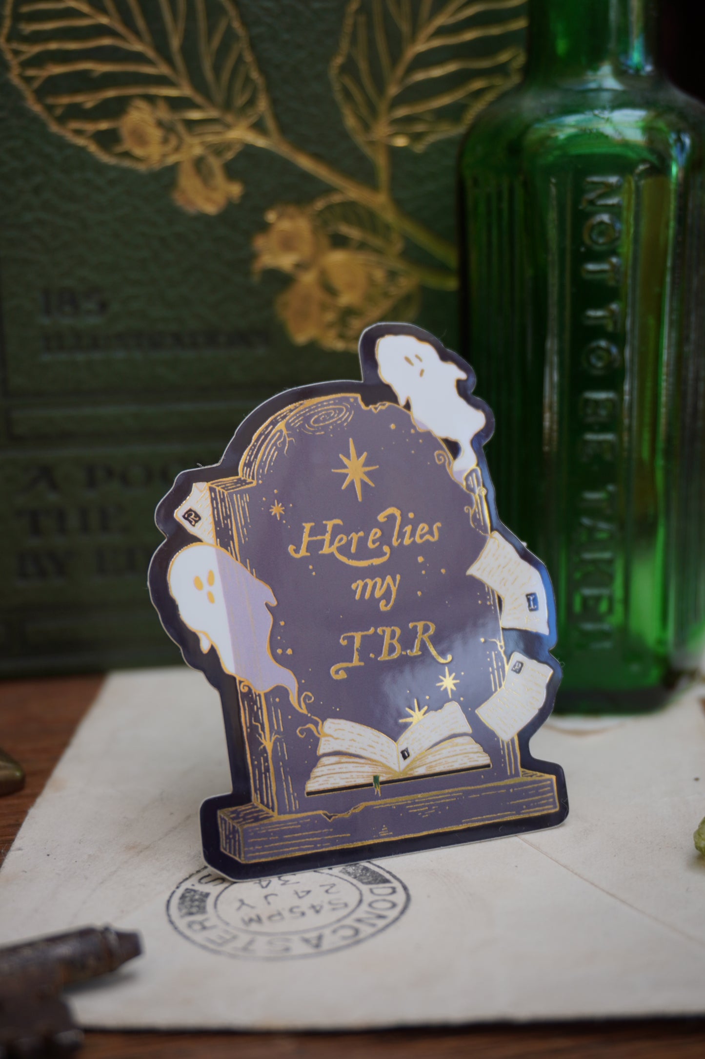 Here lies my TBR grave sticker | Gold Mirror details