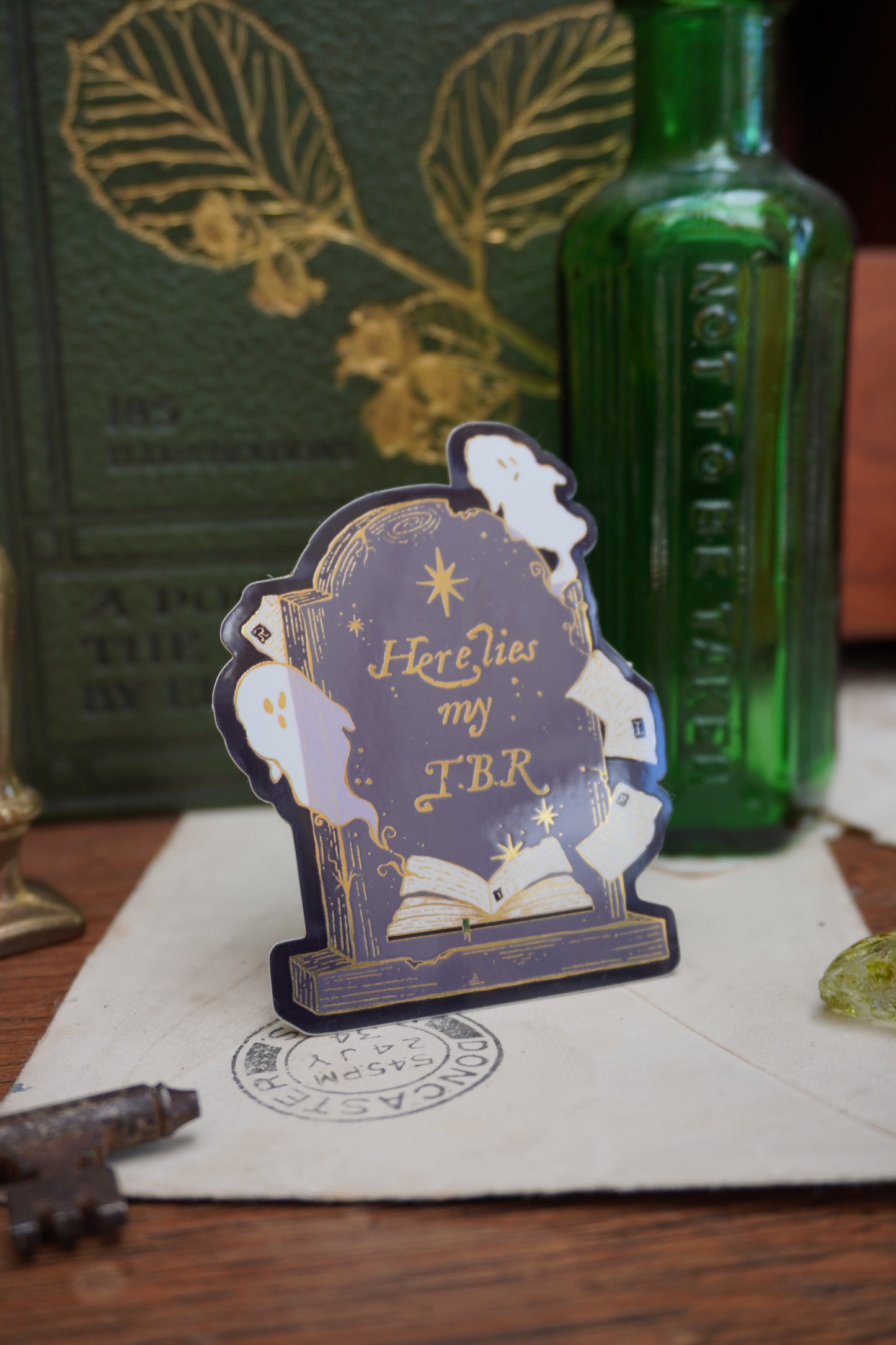 Here lies my TBR grave sticker | Gold Mirror details