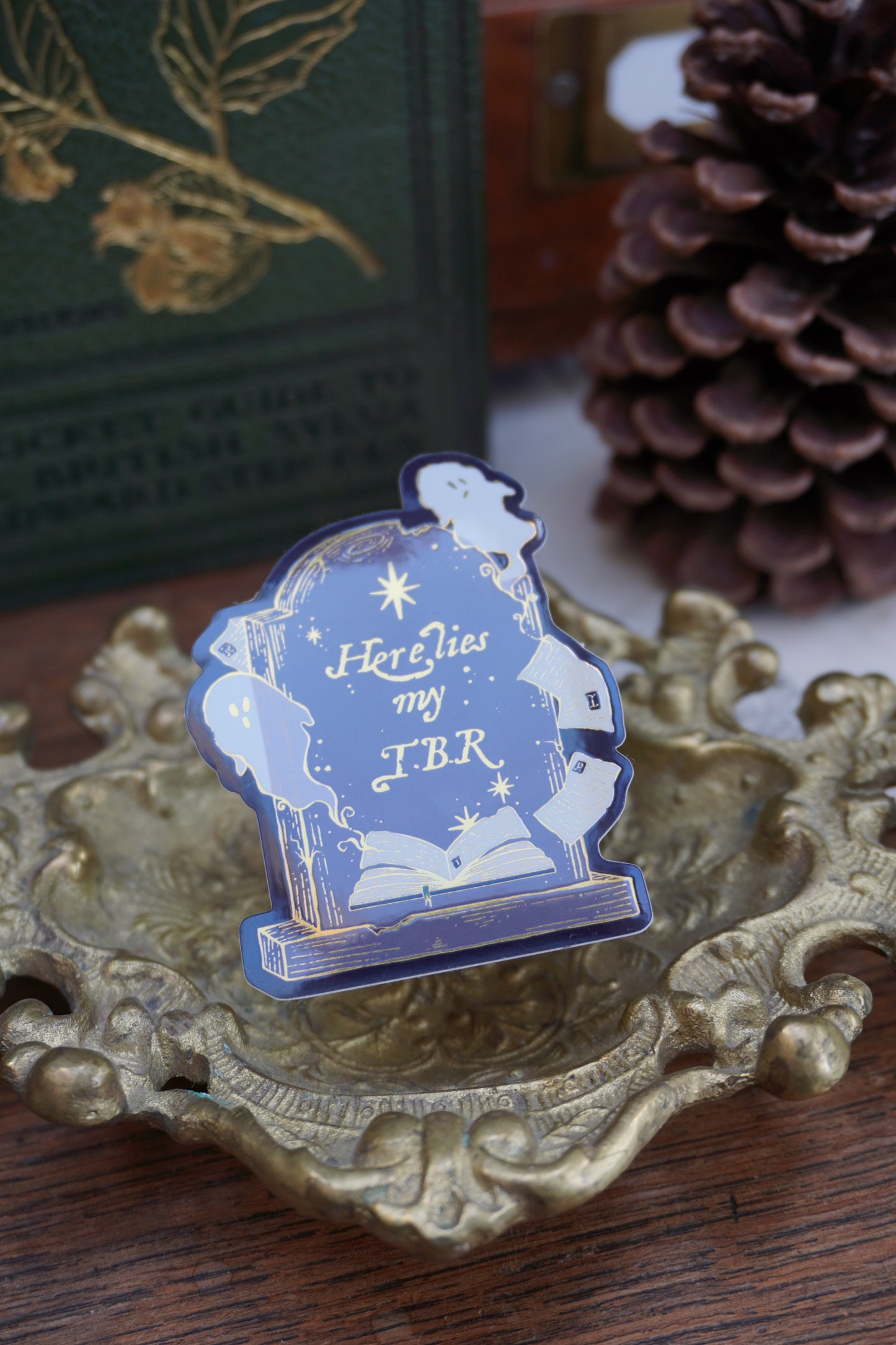 Here lies my TBR grave sticker | Gold Mirror details